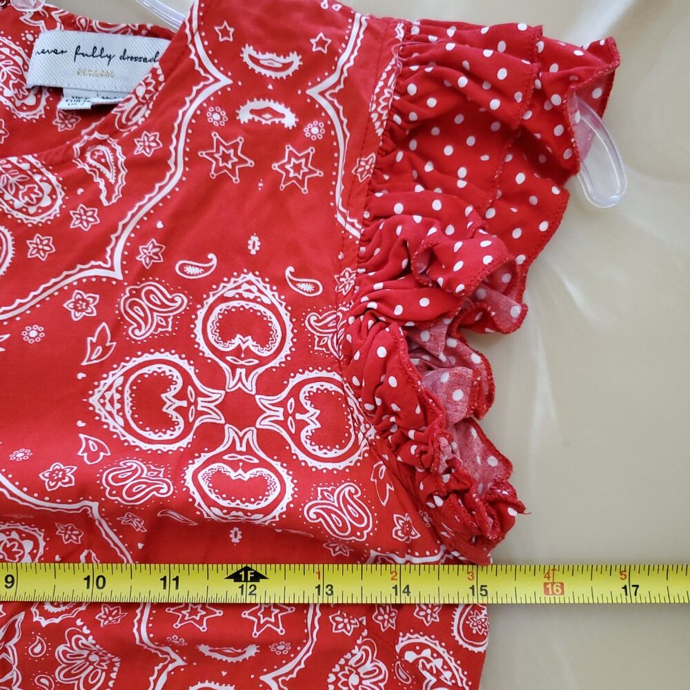 Never Fully Dressed Remi Bandana Paisley Print Red Polka Polka Midi Dress Size 2 - Picture 10 of 14